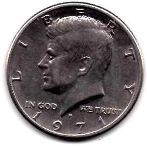 1971 D John F Kennedy Half Dollar - Excellent condition